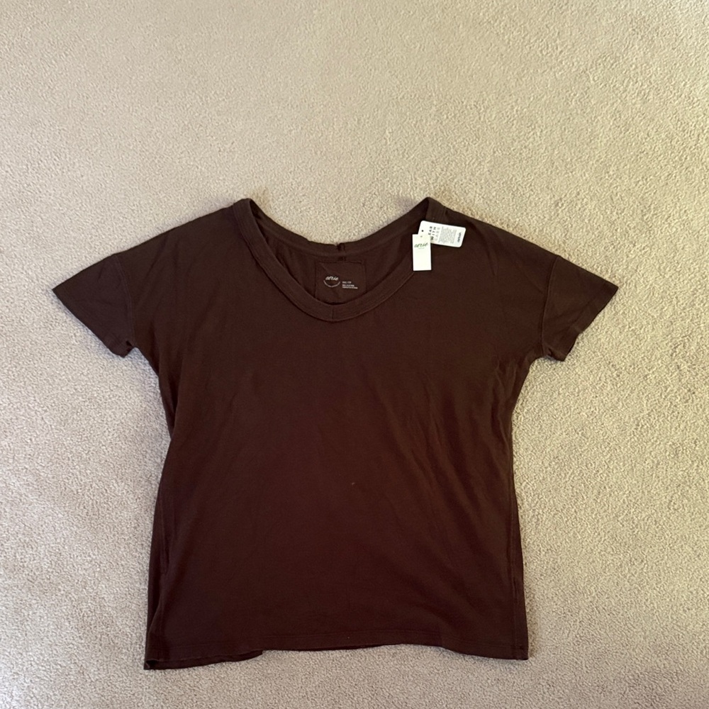 NWT Aerie Chocolate Brown V-Neck Tee
